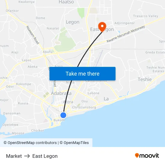 Market to East Legon map