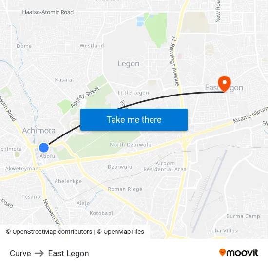 Curve to East Legon map