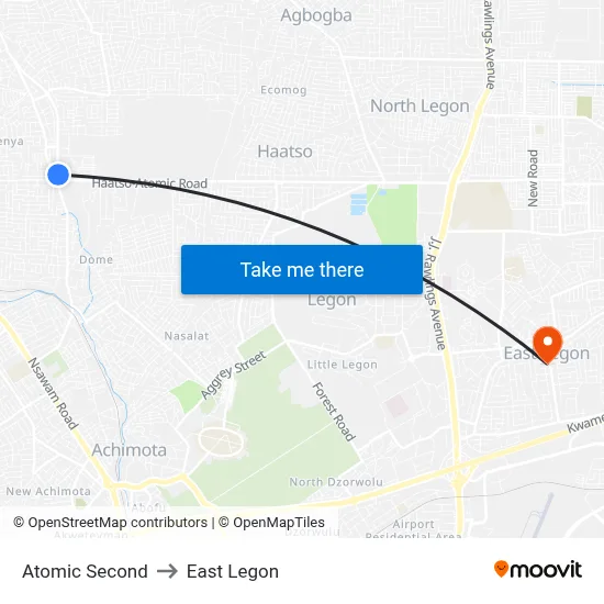 Atomic Second to East Legon map