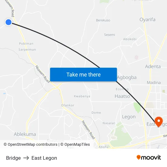 Bridge to East Legon map
