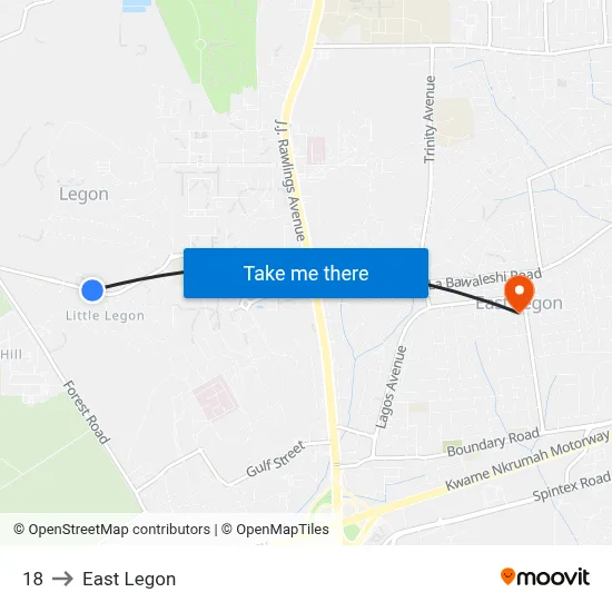 18 to East Legon map