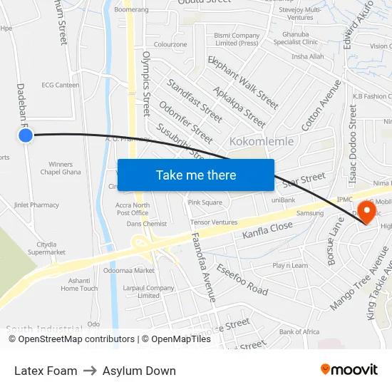 Latex Foam to Asylum Down map