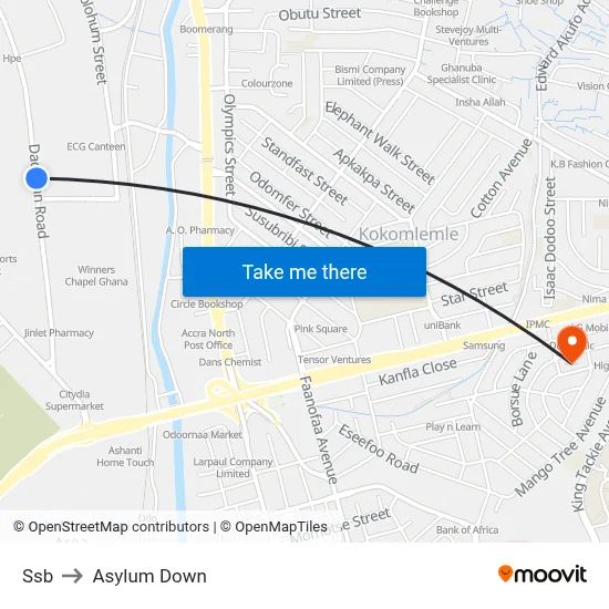 Ssb to Asylum Down map