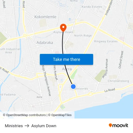 Ministries to Asylum Down map