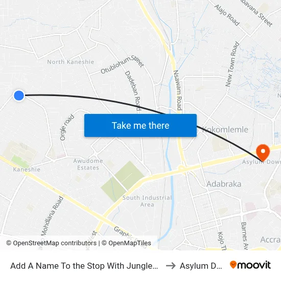 Add A Name To the Stop With Junglebus App to Asylum Down map