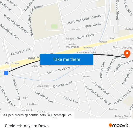 Circle to Asylum Down map