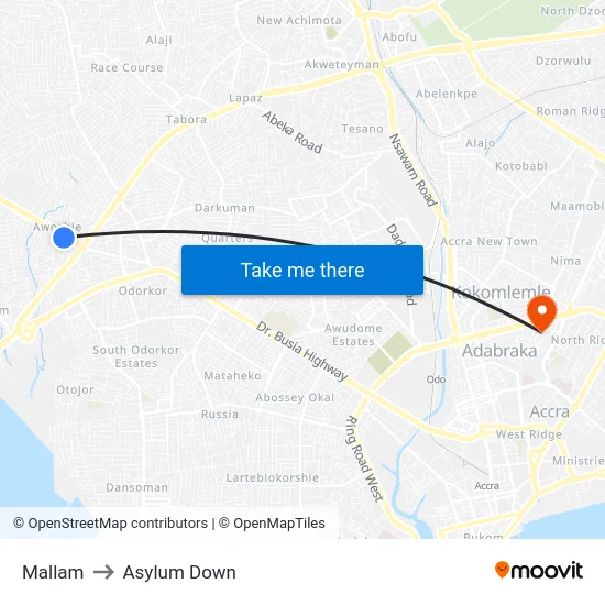 Mallam to Asylum Down map