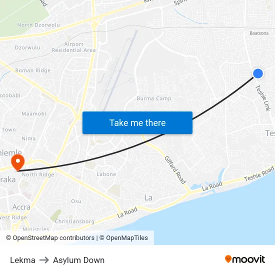 Lekma to Asylum Down map