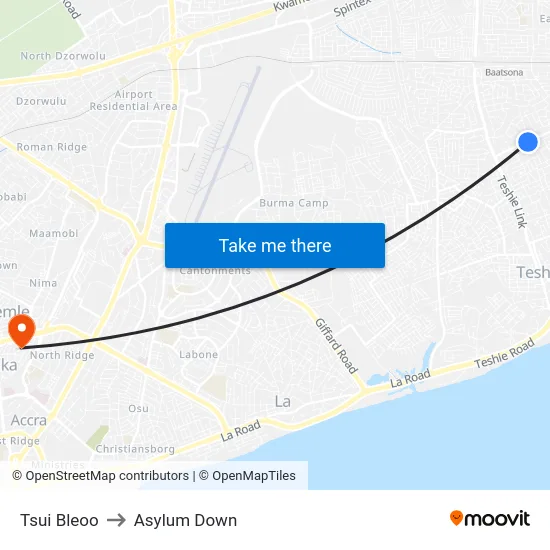 Tsui Bleoo to Asylum Down map