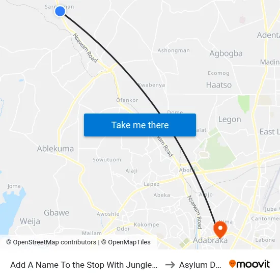 Add A Name To the Stop With Junglebus App to Asylum Down map
