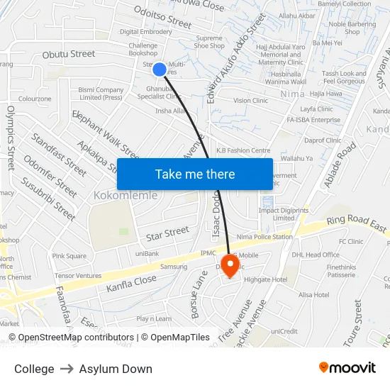 College to Asylum Down map