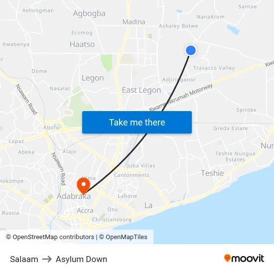 Salaam to Asylum Down map