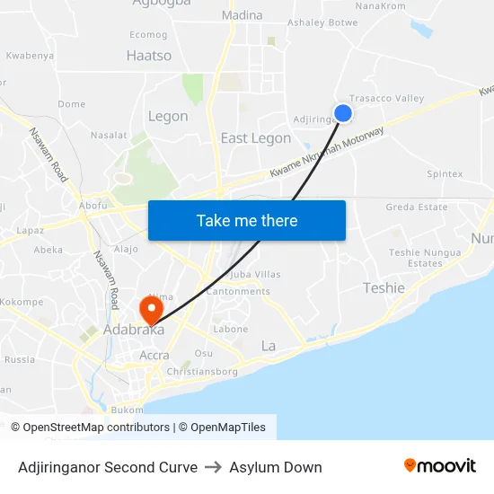 Adjiringanor Second Curve to Asylum Down map