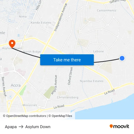 Apapa to Asylum Down map