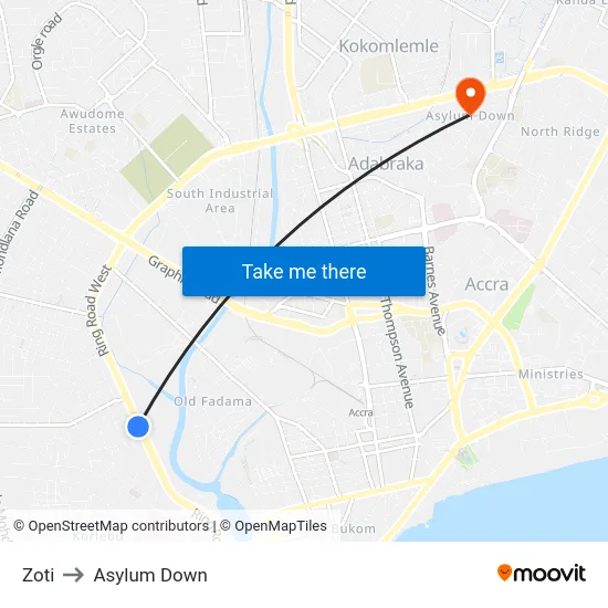 Zoti to Asylum Down map