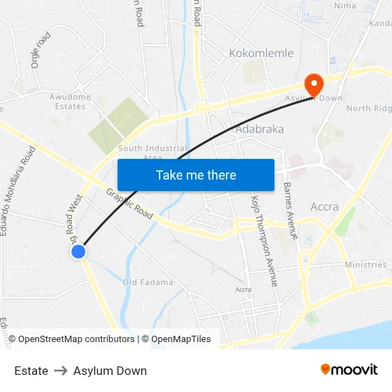 Estate to Asylum Down map