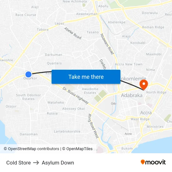 Cold Store to Asylum Down map