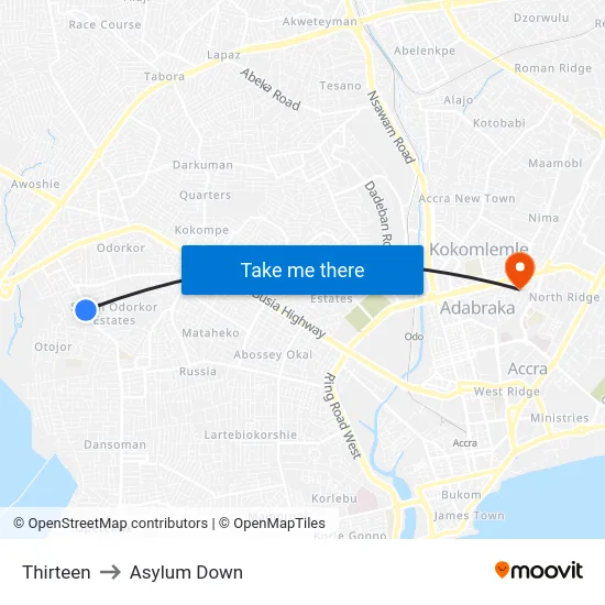 Thirteen to Asylum Down map