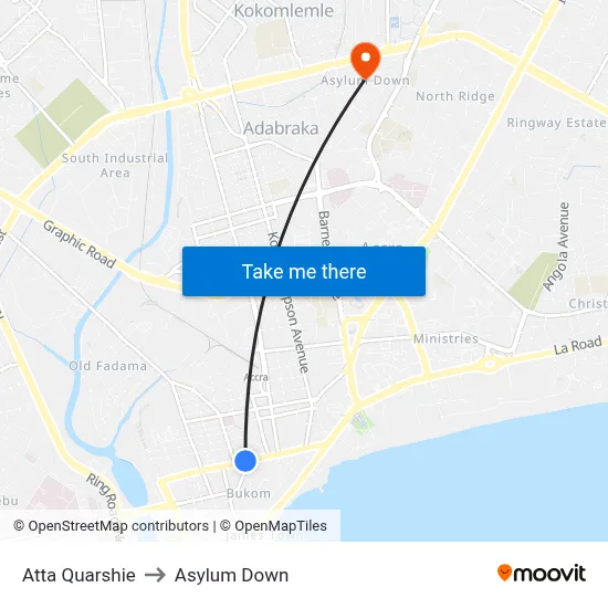 Atta Quarshie to Asylum Down map