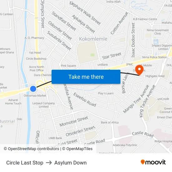 Circle Last Stop to Asylum Down map