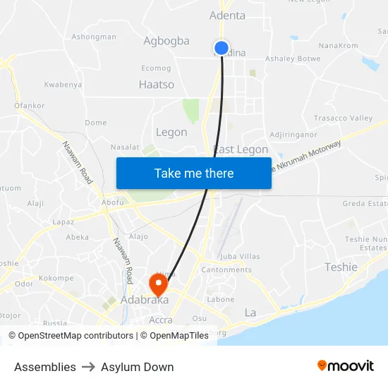 Assemblies to Asylum Down map