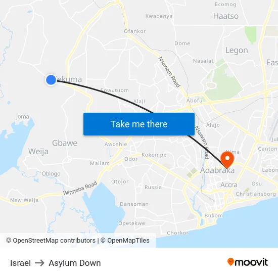 Israel to Asylum Down map