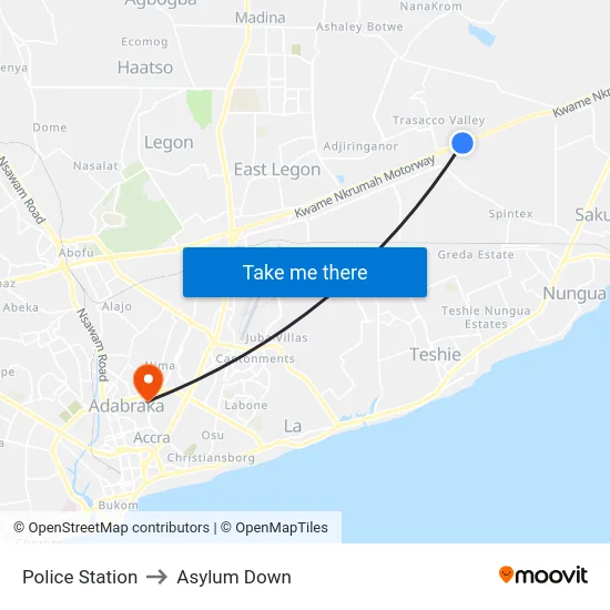 Police Station to Asylum Down map