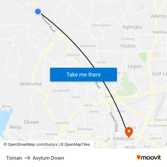 Toman to Asylum Down map