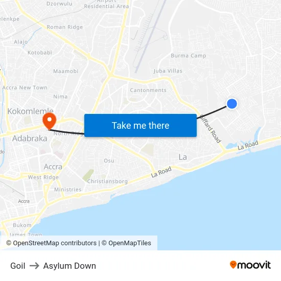 Goil to Asylum Down map