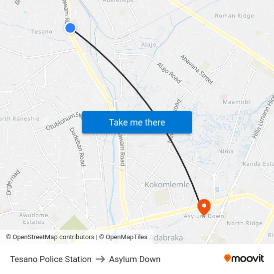 Tesano Police Station to Asylum Down map