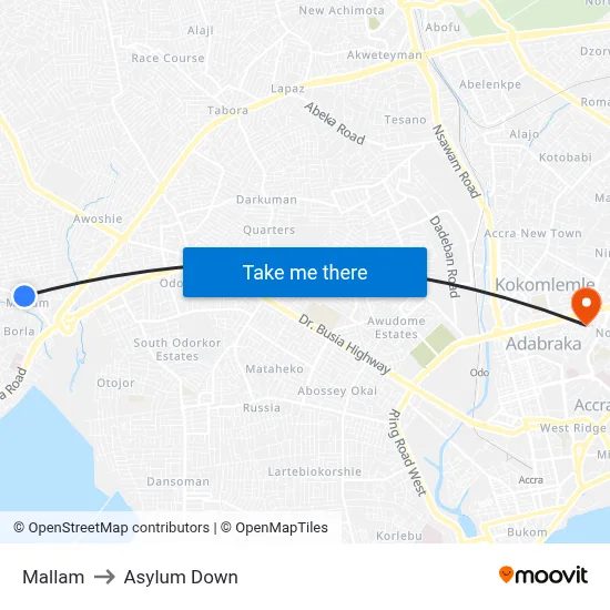 Mallam to Asylum Down map