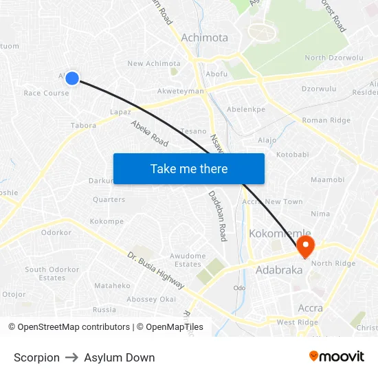 Scorpion to Asylum Down map
