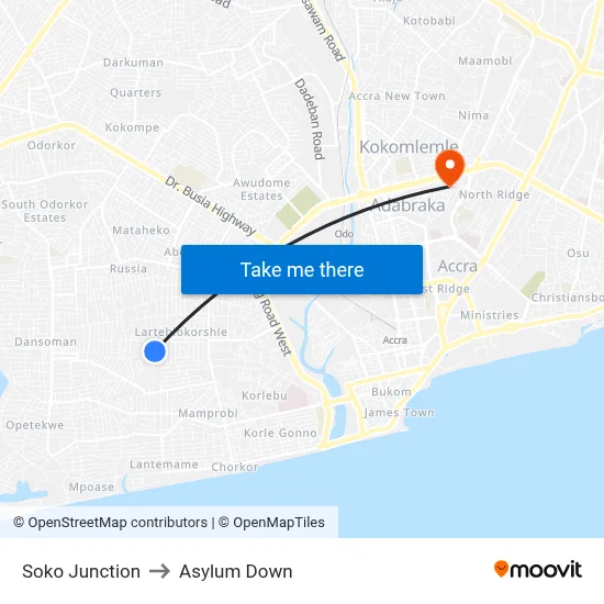 Soko Junction to Asylum Down map