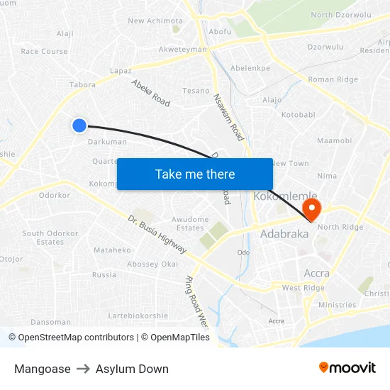 Mangoase to Asylum Down map