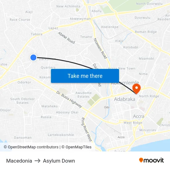 Macedonia to Asylum Down map