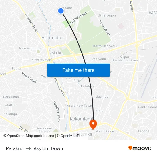 Parakuo to Asylum Down map