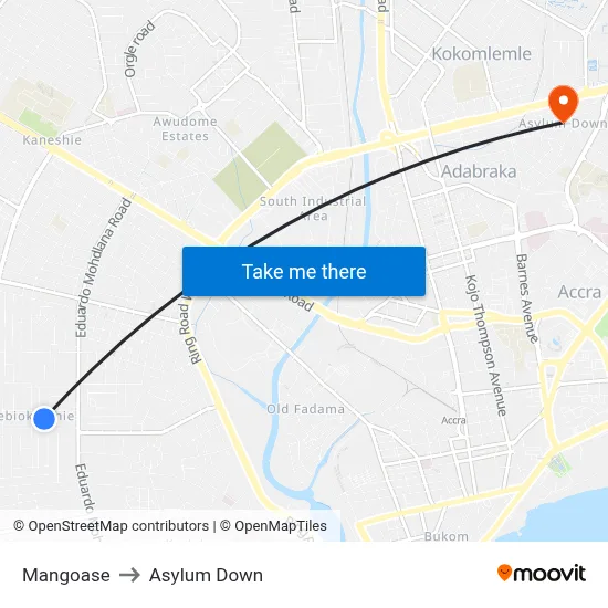 Mangoase to Asylum Down map