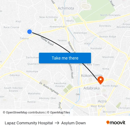 Lapaz Community Hospital to Asylum Down map