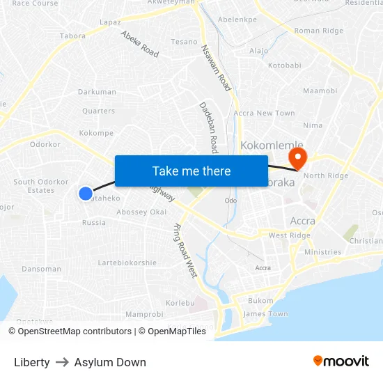 Liberty to Asylum Down map