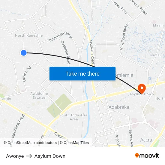 Awonye to Asylum Down map