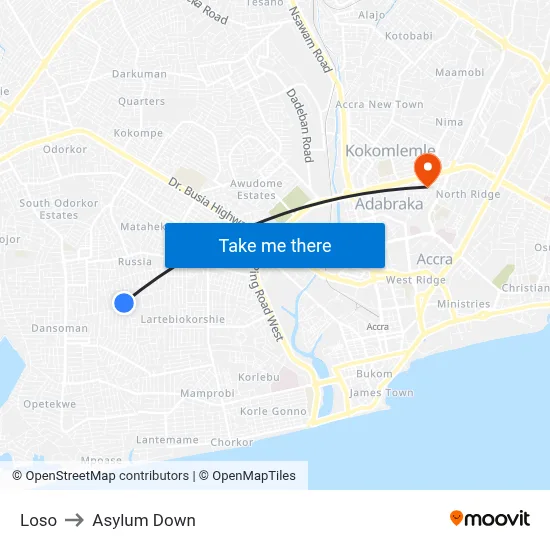 Loso to Asylum Down map