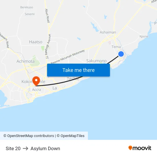 Site 20 to Asylum Down map