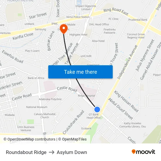 Roundabout Ridge to Asylum Down map