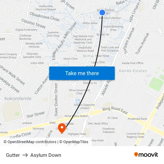 Gutter to Asylum Down map