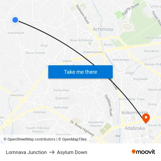Lomnava Junction to Asylum Down map