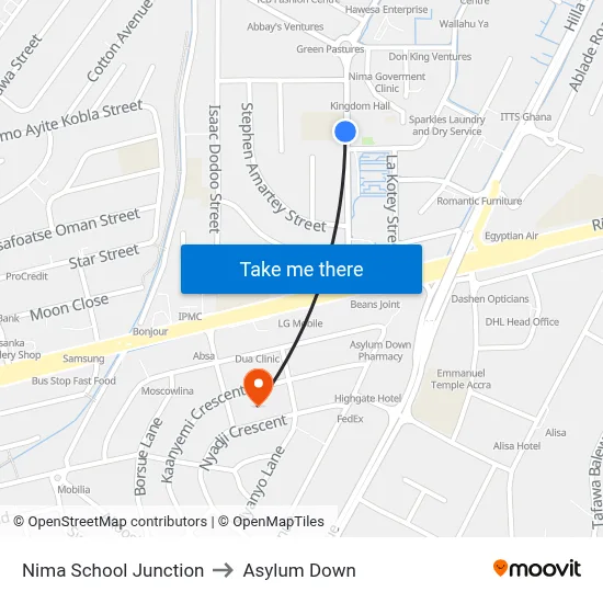 Nima School Junction to Asylum Down map