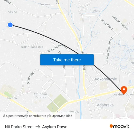 Nii Darko Street to Asylum Down map