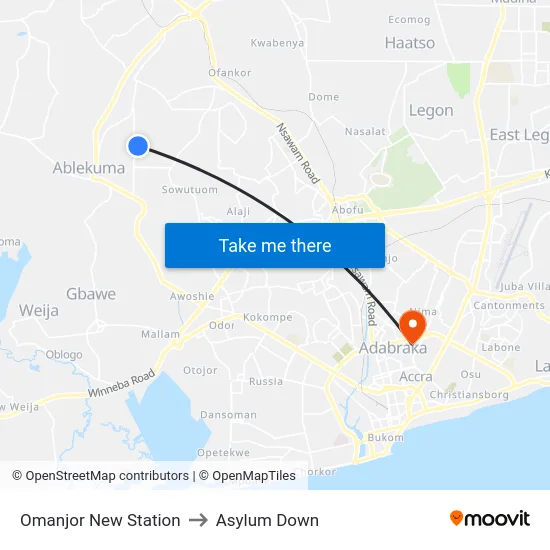 Omanjor New Station to Asylum Down map