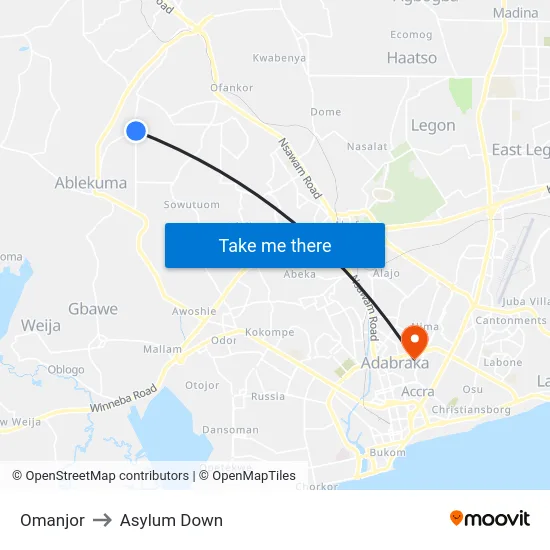 Omanjor to Asylum Down map