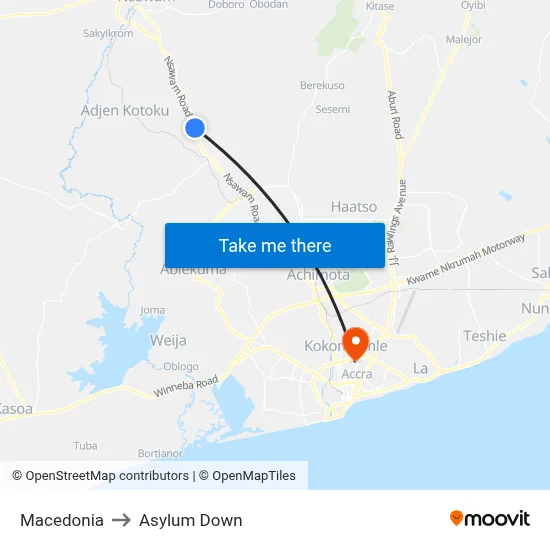 Macedonia to Asylum Down map